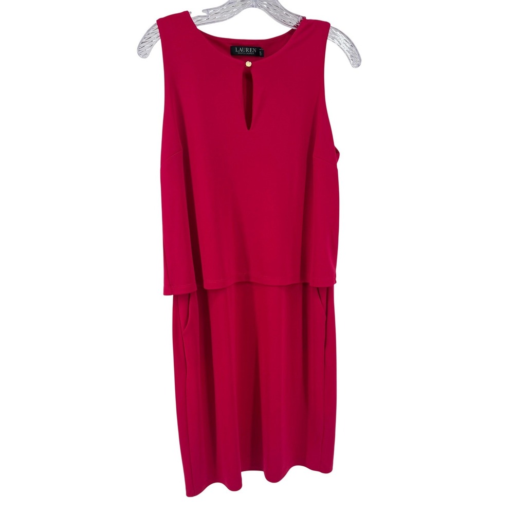 Lauren Ralph Lauren Women's Sleeveless‎ Keyhole Neck Dress Pink Size M